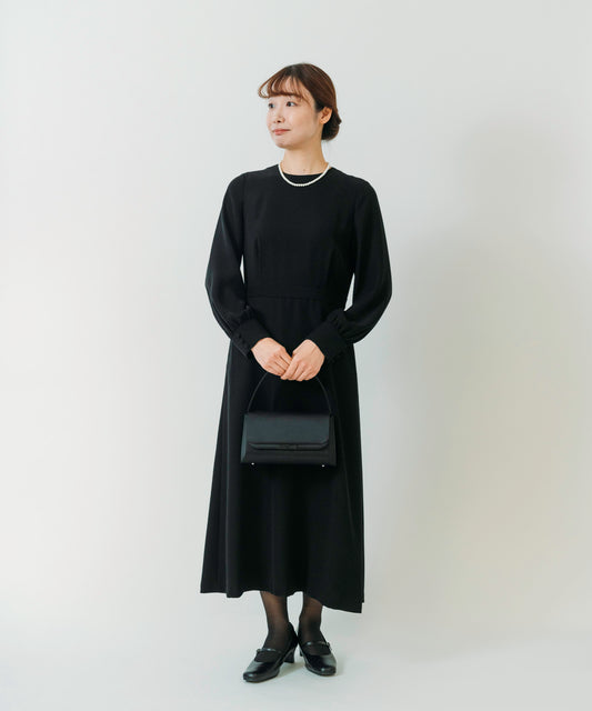 SUMIZUMI/くるみボタンのIラインワンピース(ブラックフォーマル/礼服/喪服)