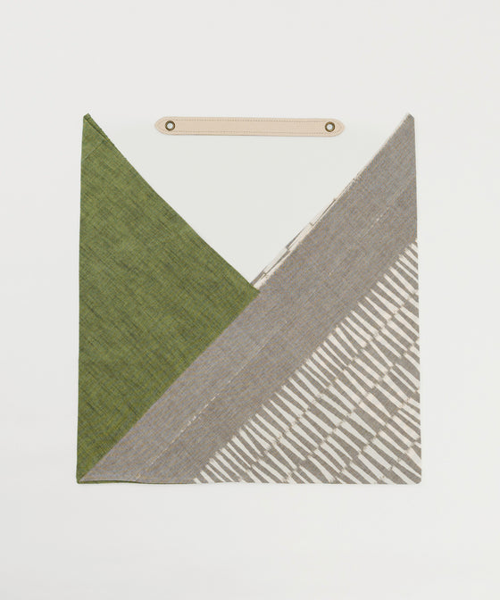 YOKKA/あづま袋（グリーン）＋ショートベルト（ベージュ）（久留米絣/グリーン/綿織物/工芸品/職人の技）